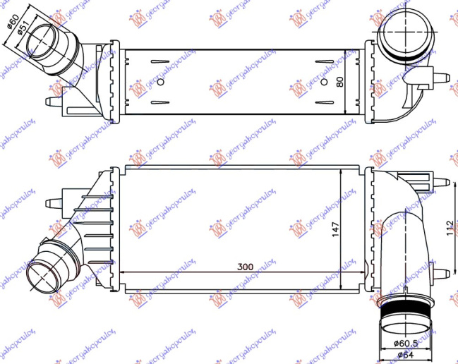 INTERCOOLER 2.0 HDi DIESEL 11- (300x145x80)