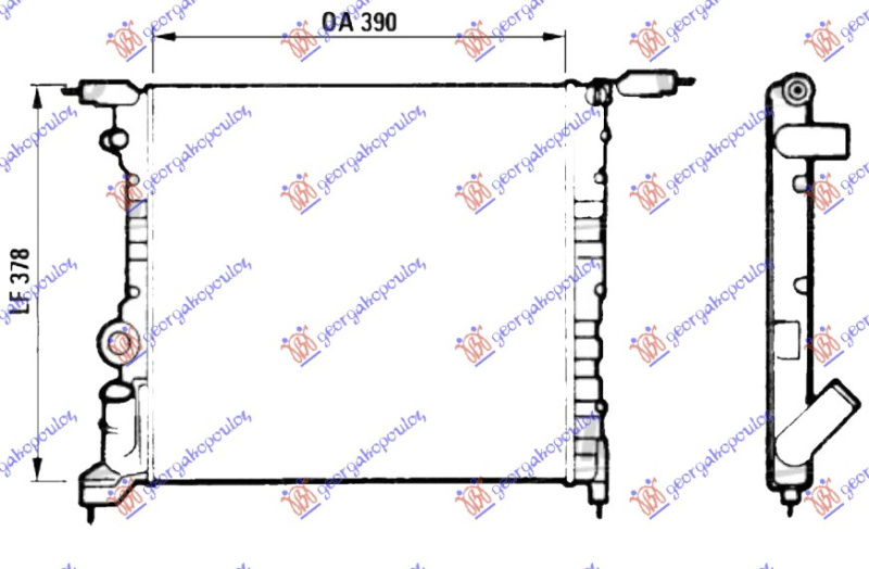 HLADNJAK MOTORA .1.2-1.4cc 8V (39x38) (ZATVORENO) (VALEO CLASSIC)