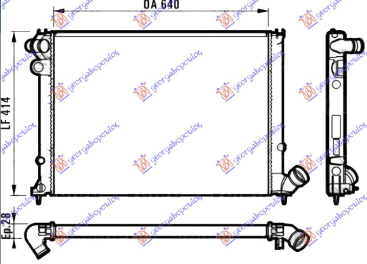 HLADNJAK MOTORA .1.6i8V-1.8i 8/16V +A/C (64x40)MAN (VALEO CLASSIC)