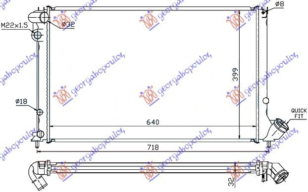 HLADNJAK MOTORA 1.8i8V/16V-2.0i16V+A/C (64x40) AUTO