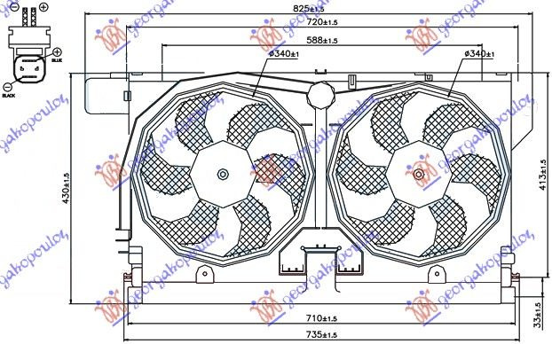 VENTILATOR HLADNJAKA (DUPLI) KOMPLET (BENZIN/DIZEL) (+ AC)