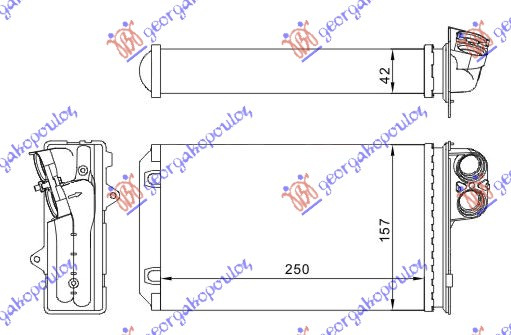 HLADNJAK KABINE (M) +/-ΑC (250x157) 99- VALEO TYPE (W/O PIPES)