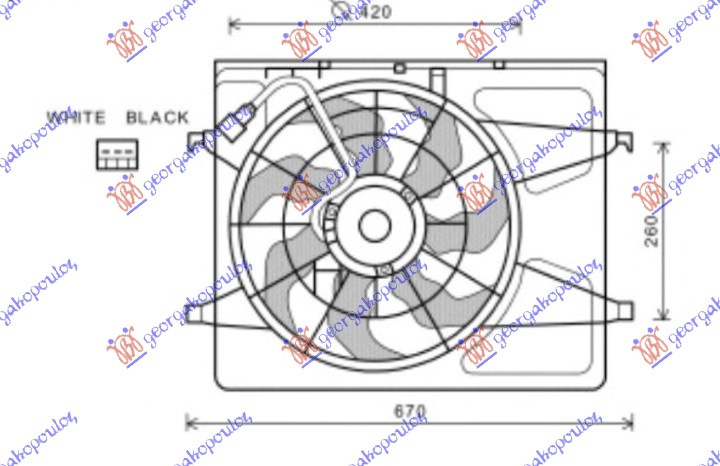 VENTILATOR KOMPLET (1.4/1.6 BENZIN) (420mm) (3 PIN)