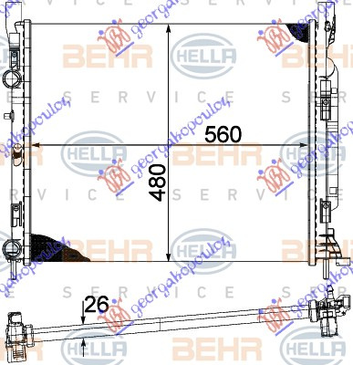 HLADNJAK MOTORA 1.6i16V-1.5DCi+AC (56x48x26) (MAHLE BEHR)