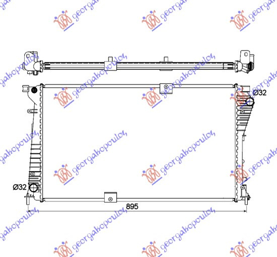 HLADNJAK MOTORA 2.0 CDTi -2.5 DTi DIESEL (780x450x26) DIJAGONALNA CIJEV (SA START STOP SUSTAVOM)