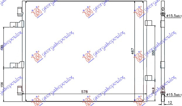 HLADNJAK KLIME 2.0 DCi (55x46)CIJEV LIJEVO