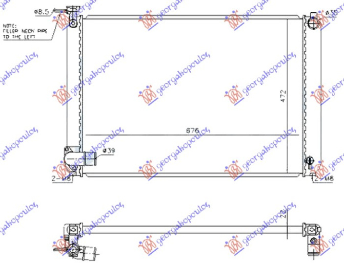 HLADNJAK MOTORA (RX400) 3.3 24V HIBRID (676x472x26) ODUSAK LEVO