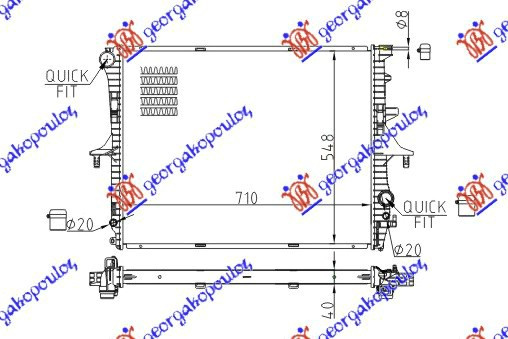 HLADNJAK MOTORA SVI MODELI BENZIN / DIZEL MAN/AUTO +/-A/C (71x55) (MAHLE BEHR)