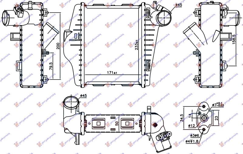 INTERCOOLER 1.0i TURBO (171x233x50) (MAHLE BEHR PREMIUM LINE)