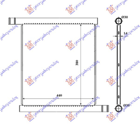 HLADNJAK MOTORA ZA GRADILIŠTE (44x38) (MAHLE BEHR PREMIUM LINE)