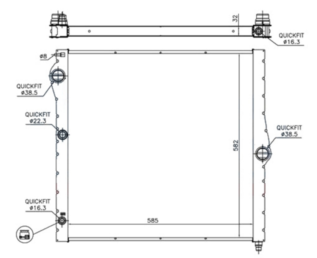 HLADNJAK MOTORA 4.4 (50i) BENZIN - 3.0 (50d) DIZEL (585x580x32) (SVE ALUMINIJ)