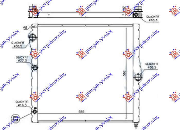 HLADNJAK MOTORA 4.4 (50i) BENZIN - 3.0 (50d) DIZEL (585x580x32) (SVE ALUMINIJ) (MAHLE BEHR)