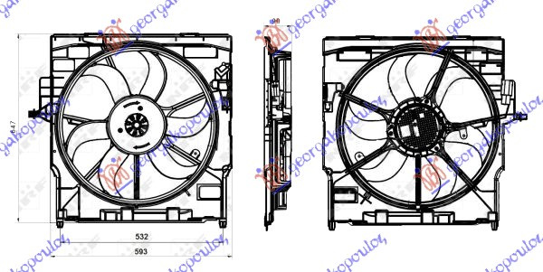 KOMPLET VENTILATORA 3.0 BENZIN (520mm) (400W) (3 PIN)