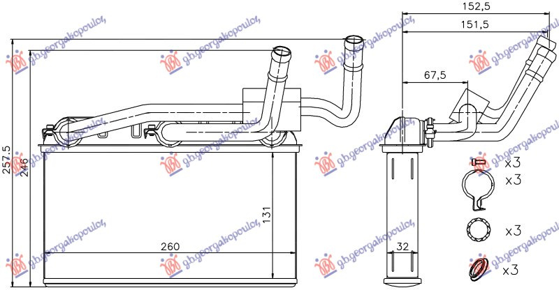 HLADNJAK KABINE +AC (131x260) (MANUAL A/C)