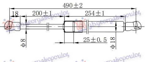 AMORTIZER GEPEK VRATA 5 VRATA (490L-380N)