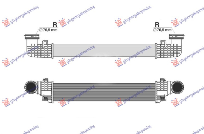 INTERCOOLER 2.2-3.0 DIESEL (640x105x72) CIJEVI F 76