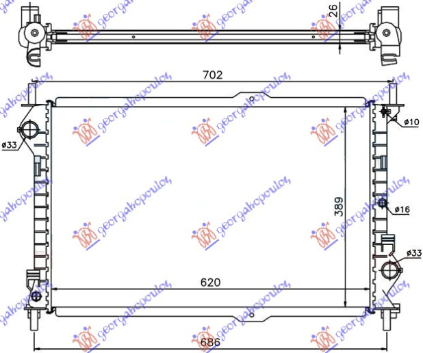 HLADNJAK MOTORA 1.8 BENZIN 1.8TDCI A/C (62x38.9x28