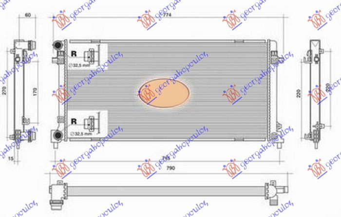 HLADNJAK MOTORA 1.6 TDi DIESEL (650x320x32) BEZ CIJEVI