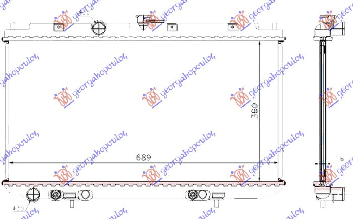 HLADNJAK MOTORA 2.0i 16V BENZIN +/- AC AUTOMATIK (360x690) (CIJEVI 35/35)