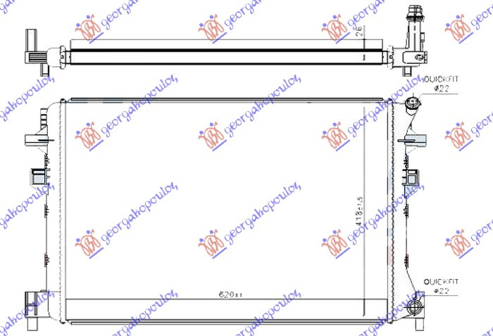 DODATNI HLADNJAK ZA MOTOR 1.5 TFSI BENZIN - 2.0 TDI DIZEL (620x410x26)