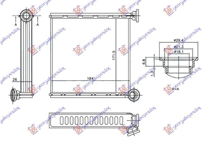 hladnjak kabine (BR) (172x184x26) VALEO TYPE