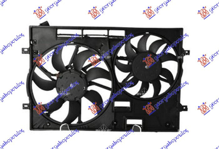 KOMPLET VENTILATORA (DUPLI) 2.0 BENZIN (370/295mm) (4PIN)