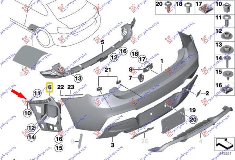 nosač zadnjeg branika bočni plastični (M-SPORT  M135)