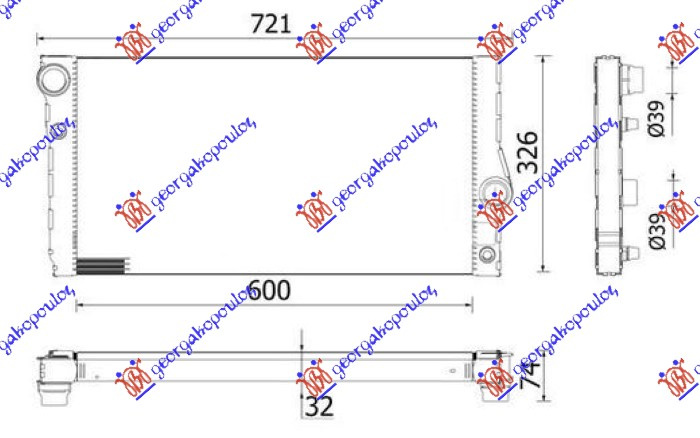 HLADNJAK ZA MOTOR 3.0 BENZIN - DIZEL (600X326) (MAHLE BEHR PREMIUM LINE)