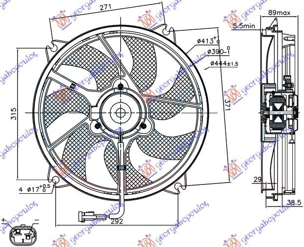 VENTILATOR KOMPLET (BENZIN-DIZEL) (38cm)