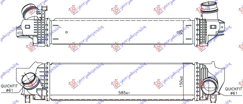 HLADNJAK INTERCOOLER SVI MODELI DIZEL / (2.0 (20i) BENZIN (585x150x95)