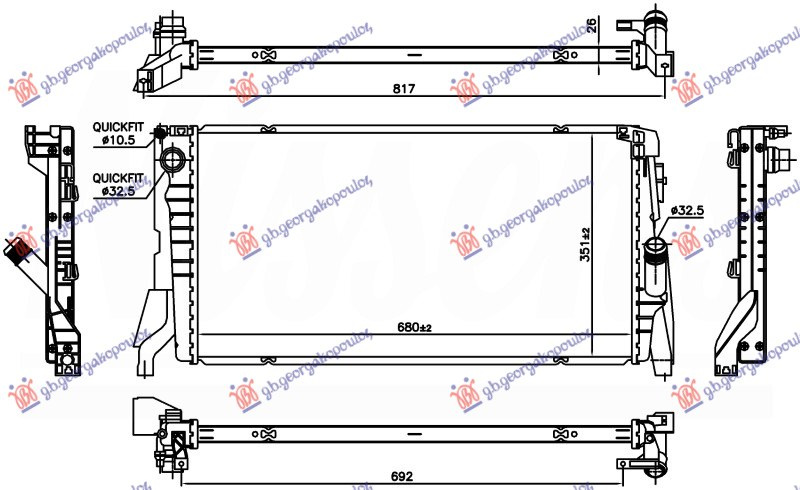 HLADNJAK MOTORA 1.5 (18i) MEHANIČKI BENZIN (680x350x26)