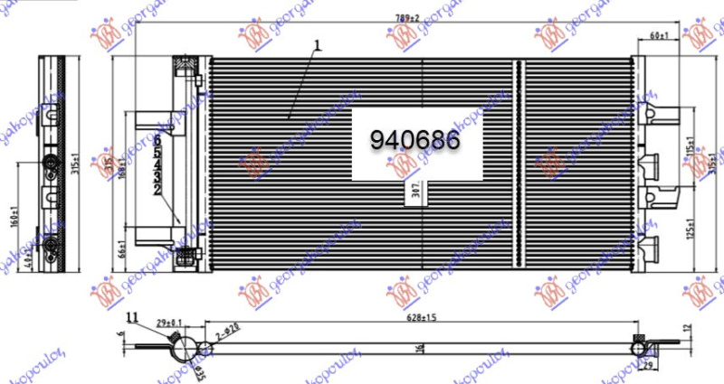 HLADNJAK KLIME SVI MODELI DIZEL / 2.0 (20i/ix) BENZINSKI (648x307x16)