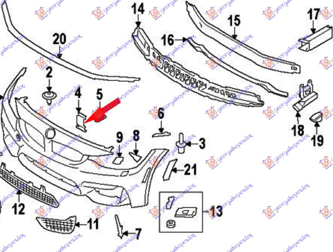 NOSAČ PREDNJEG BRANIKA PLASTIČNI DONJI SREDNJI (F80 M3)