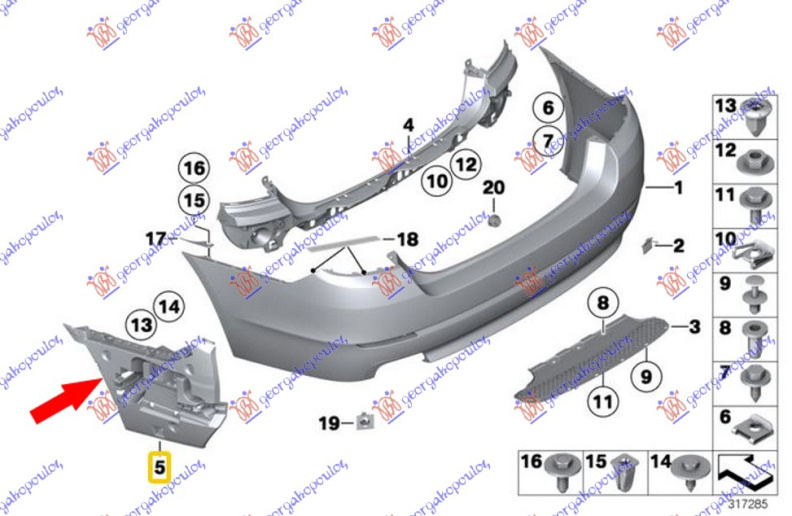 BOČNI NOSAČ STRAŽNJEG BRANIKA PLASTIČNI (F10 i M5)