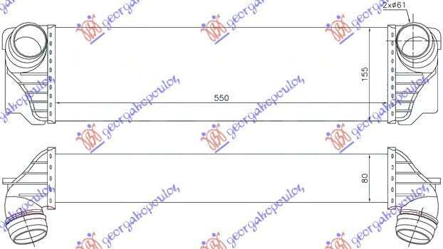 HLADNJAK INTERCOOLER 3.0 BENZINSKI - 2.0-3.0 DIZEL (550x155x80)