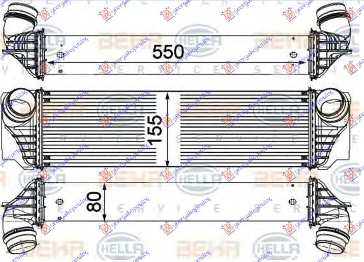 HLADNJAK ITERC. 3,0 i 24V PETR (550x155x) (>/F07) (MAHLE BEHR PREMIUM LINE)