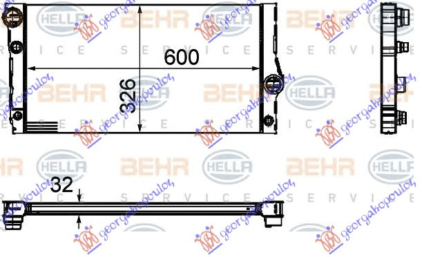 HLADNJAK MOTORA 3.0 535i/HYBRID PETROL (: GT/F07) (600x326x32) (MAHLE BEHR PREMIUM LINE)