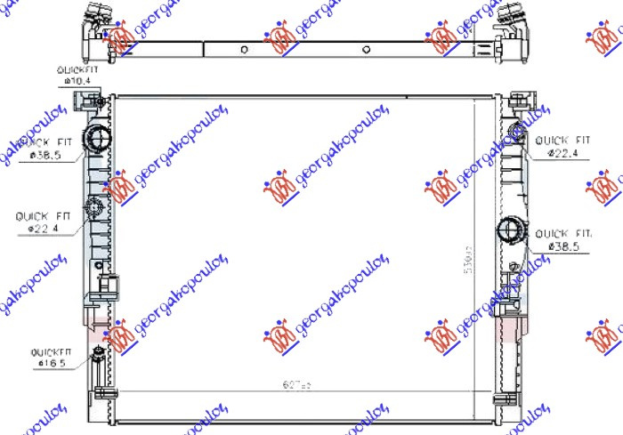 HLADNJAK MOTORA 3.0 BENZIN AUTOMATIK (627x530) (MAHLE BEHR PREMIUM LINE)