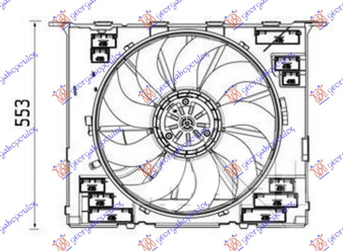 KOMPLET VENTILATORA 2.0-3.0 BENZIN (484mm) (400W) (4 PIN)