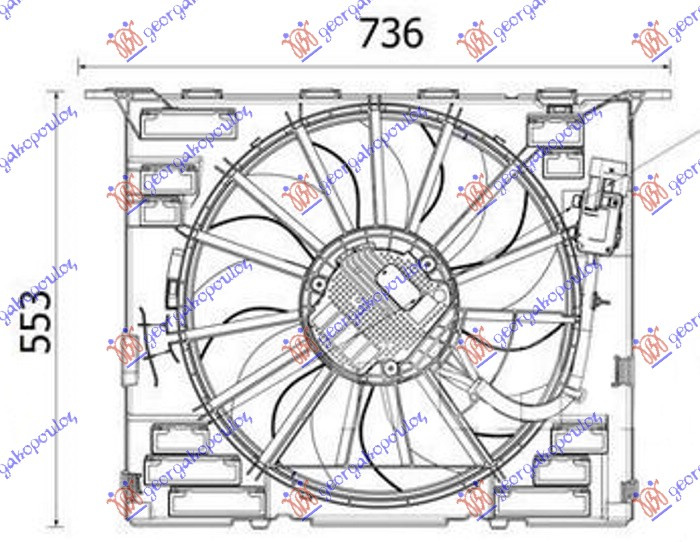 ventilator komplet 2.0  benzin/hybrid (484mm) (600W) (4 pin)