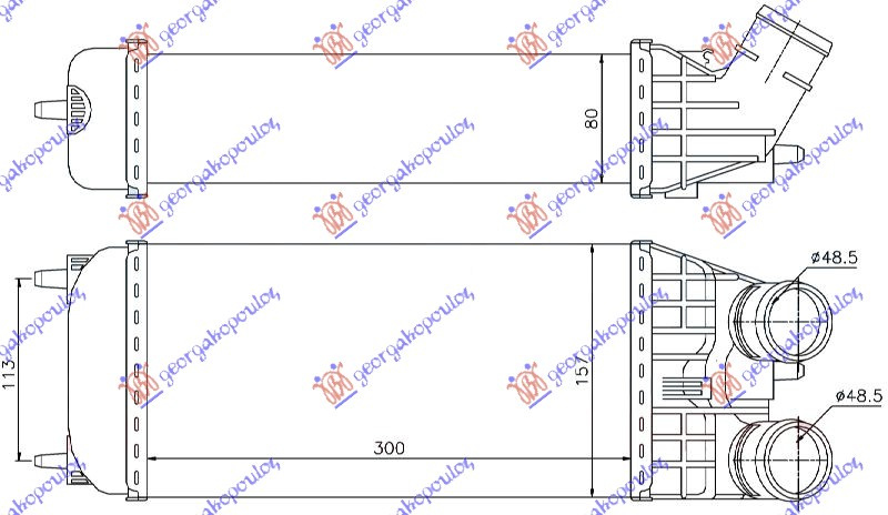 INTERCOOLER 1.6 HDI MAN/AUTO (300x157x80)Φ48.5