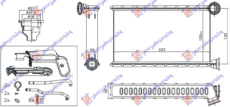 HLADNJAK KABINE (B) 1.0-1.2 PETROL +/- A/C (120x223x26)