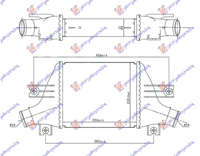 INTERCOOLER 1.6-1.8 HDi DIESEL (250x220x64)