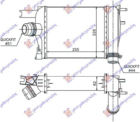 INTERCOOLER 1.5 DCi DIESEL (255x226x62)