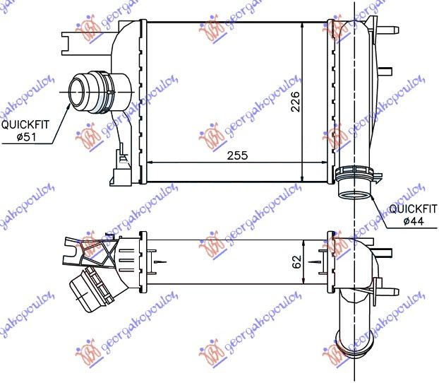 hladnjak intercoolera  1.5 DCi dizel (255x226x62)