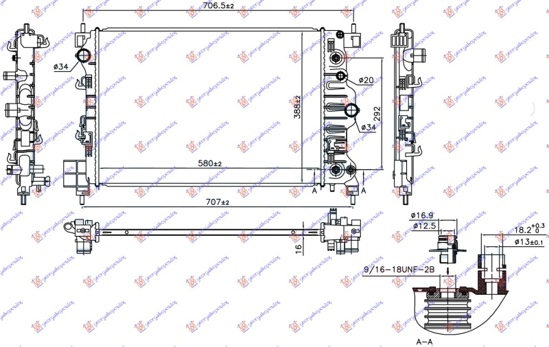 HLADNJAK MOTORA 1.6i 16v AUTO (58x38.8x1.6)