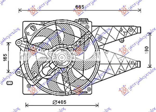 KOMPLET VENTILATORA 1.6-2.0 DIESEL (400mm) (500W)