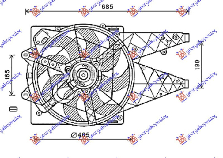 VENTILATOR KOMPLET (1.3/1.6/2.0 JTD) (-AC)