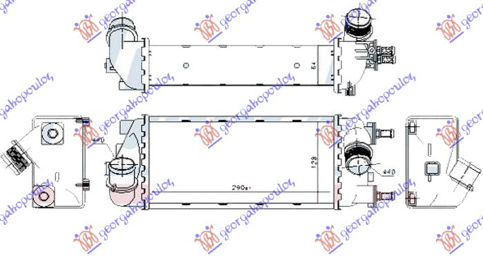 INTERCOOLER 0.9 TURBO BENZIN - 1.3 JTD DIZEL (290x130x64)