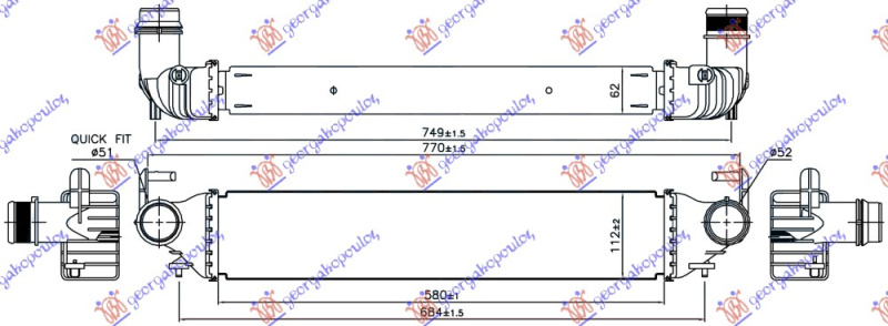 INTERCOOLER SVI BENZINSKI / DIZEL MODELI (580x112x62)